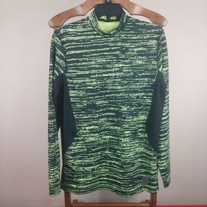 Nike Pro Fitted Shirt Medium Dri-Fit Polyester Spandex Long Sleeve Yellow Black